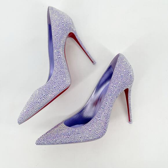 Christian Louboutin Kate 100 Strass Lilac Crystal Pointed Toe Heels EU 39.5 - Picture 4 of 11